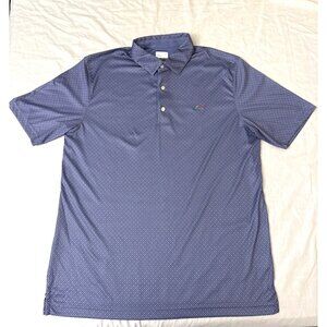 Pre-Loved Greg Norman Mens Blue Diamond Pattern Polo Shirt Sz L Polyester